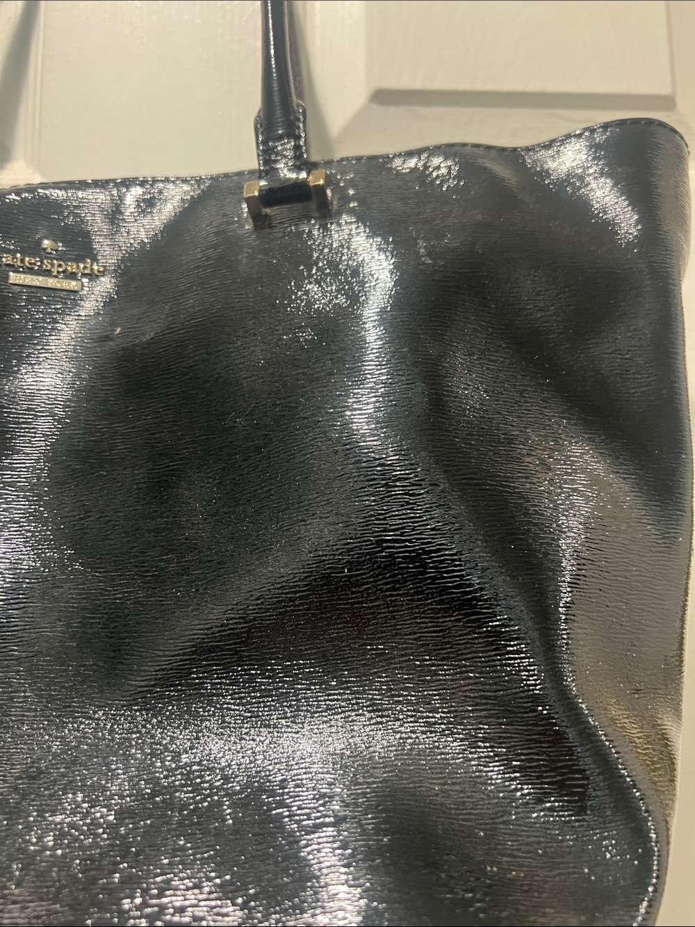 kate spade Black Patent Leather Tote with Top Handles - Picture 3 of 12